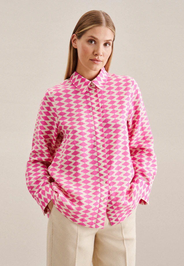 Hemdbluse Geometrische Muster in Rosa/Pink |  Seidensticker Onlineshop