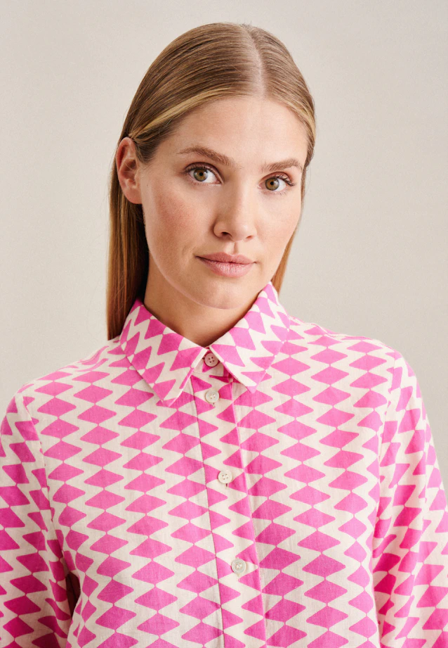 Hemdbluse Geometrische Muster in Rosa/Pink |  Seidensticker Onlineshop