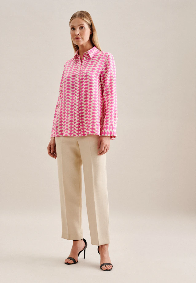 Hemdbluse Geometrische Muster in Rosa/Pink |  Seidensticker Onlineshop