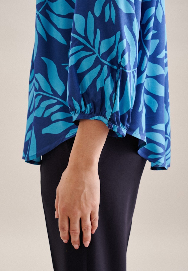 3/4-sleeve Satin Shirt Blouse in Medium Blue |  Seidensticker Onlineshop