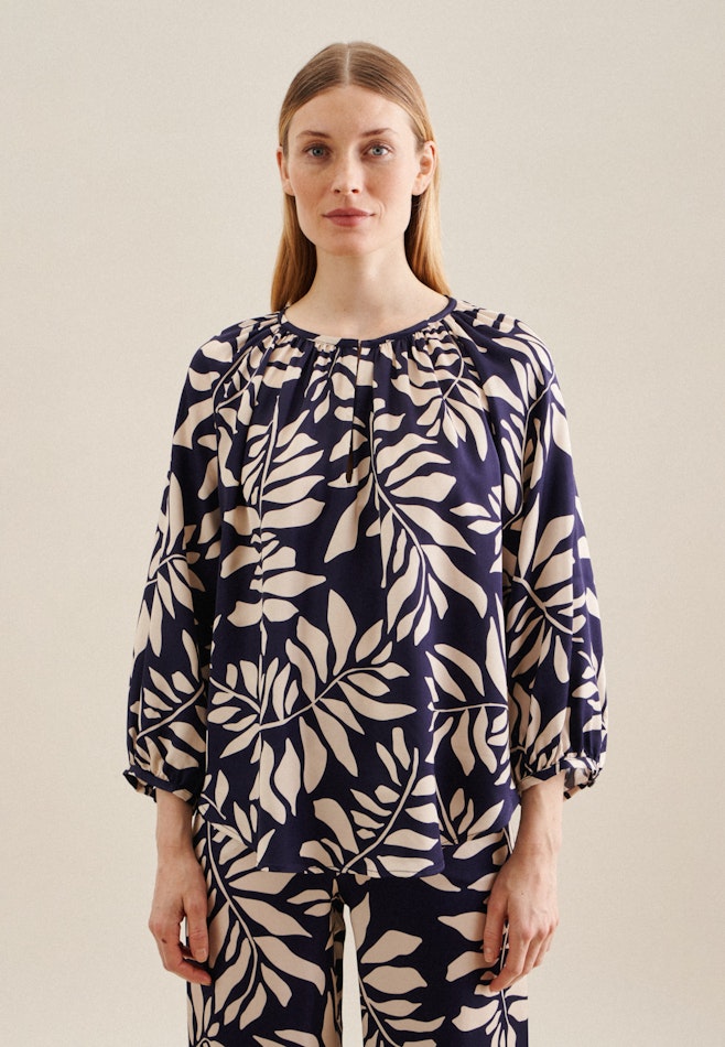 3/4-sleeve Satin Shirt Blouse in Dark Blue | Seidensticker online shop