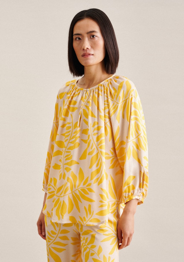 3/4-sleeve Satin Shirt Blouse in Yellow | Seidensticker Onlineshop