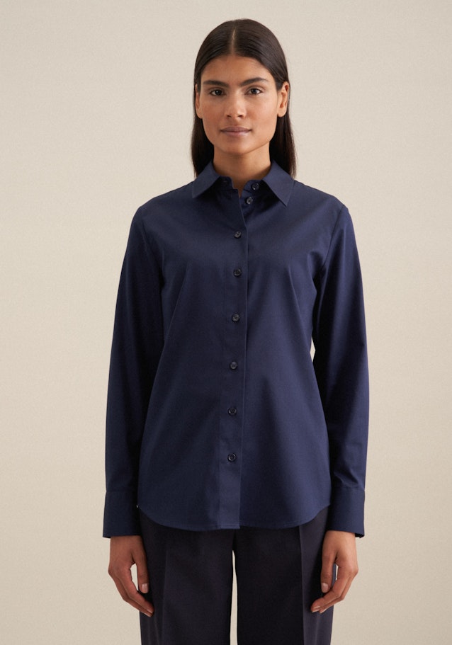 Long sleeve Satin Shirt Blouse in Dark Blue | Seidensticker Onlineshop