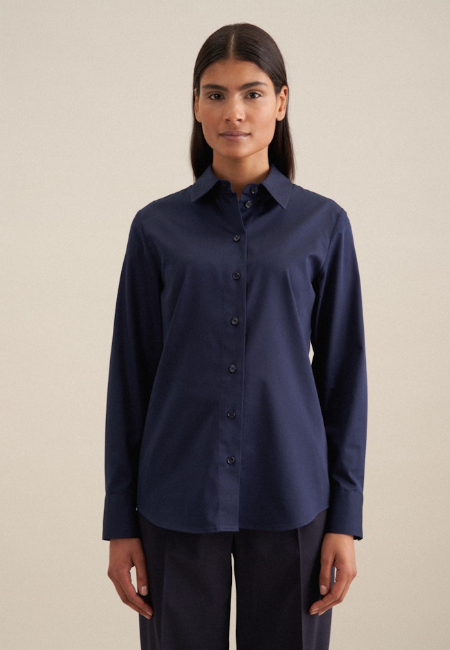 Long sleeve Satin Shirt Blouse in Dark Blue | Seidensticker online shop