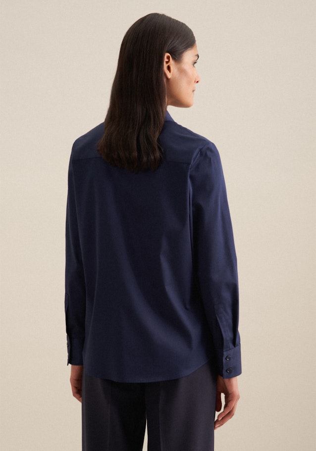 Long sleeve Satin Shirt Blouse in Dark Blue | Seidensticker Onlineshop