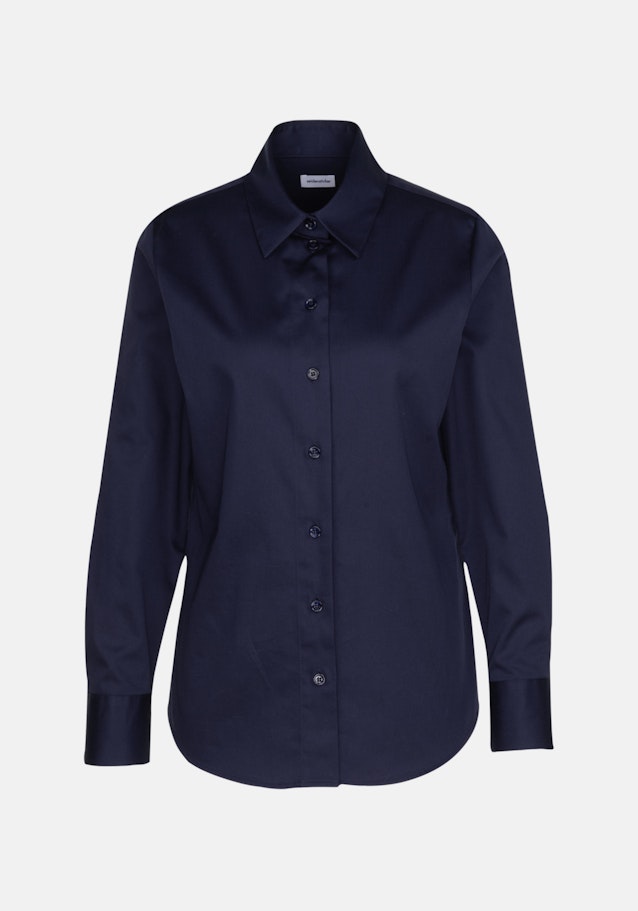 Long sleeve Satin Shirt Blouse in Dark Blue |  Seidensticker Onlineshop