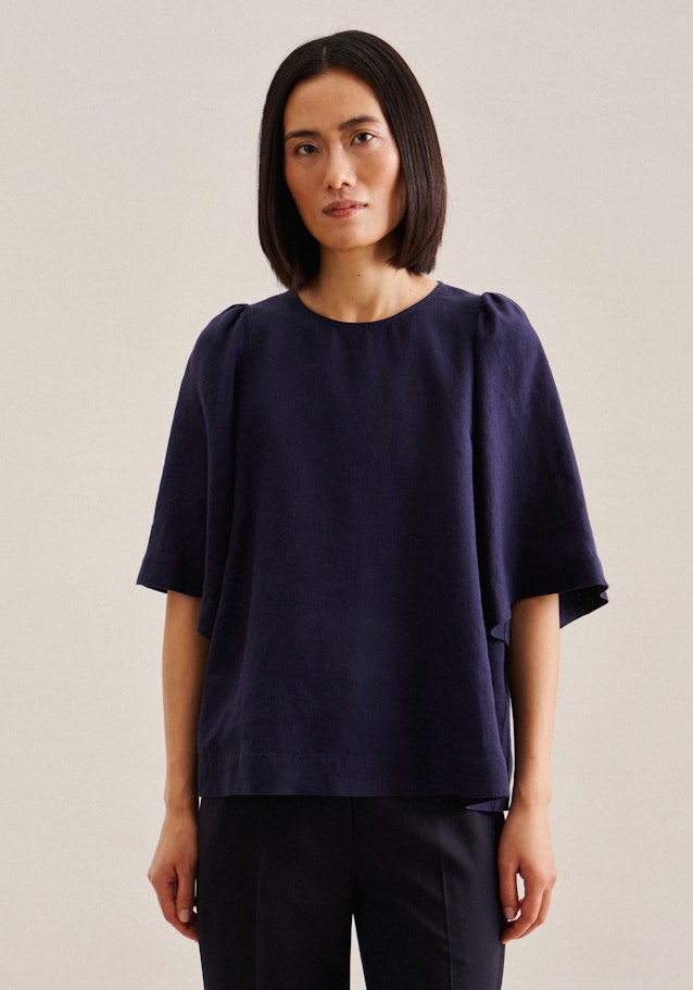 Short sleeve Linen Shirt Blouse in Dark Blue | Seidensticker Onlineshop