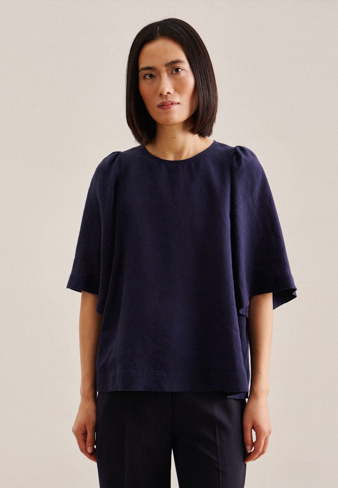 Short sleeve Linen Shirt Blouse in Dark Blue | Seidensticker online shop