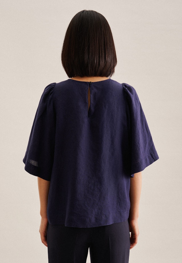 Short sleeve Linen Shirt Blouse in Dark Blue | Seidensticker Onlineshop