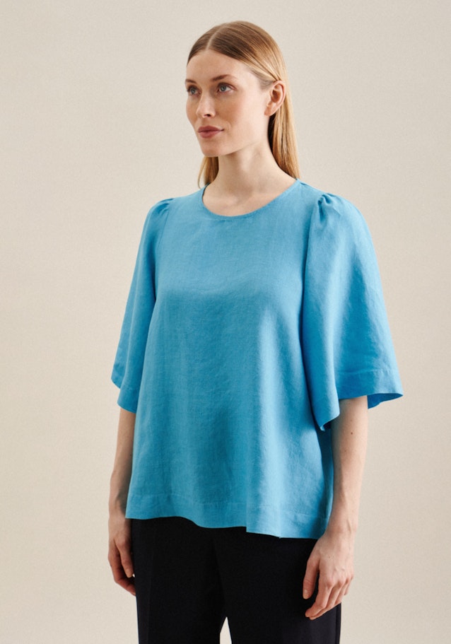 korte arm Linnen Shirtblouse in Turquoise | Seidensticker Onlineshop