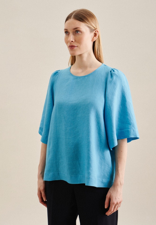 Short sleeve Linen Shirt Blouse in Turquoise | Seidensticker online shop