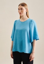 korte arm Linnen Shirtblouse in Turquoise |  Seidensticker Onlineshop