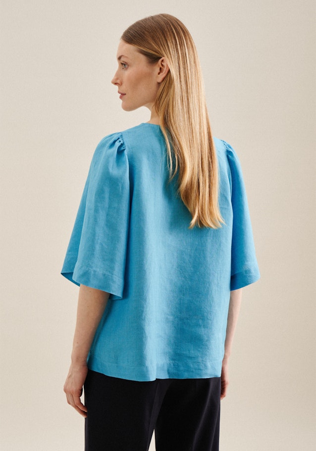 Short sleeve Linen Shirt Blouse in Turquoise | Seidensticker Onlineshop