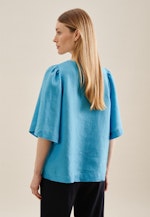 korte arm Linnen Shirtblouse in Turquoise |  Seidensticker Onlineshop