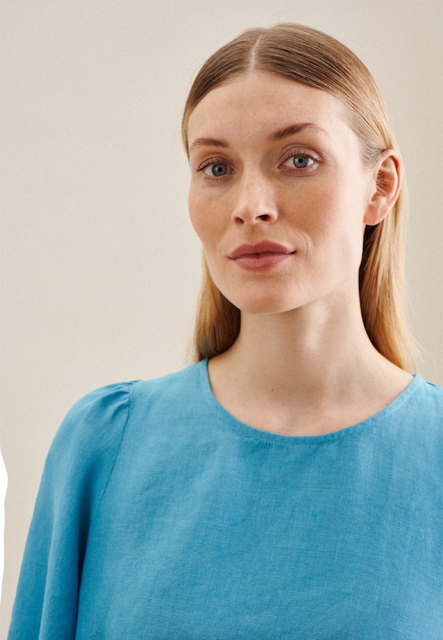 korte arm Linnen Shirtblouse in Turquoise |  Seidensticker Onlineshop