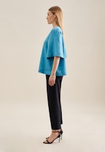 korte arm Linnen Shirtblouse in Turquoise |  Seidensticker Onlineshop