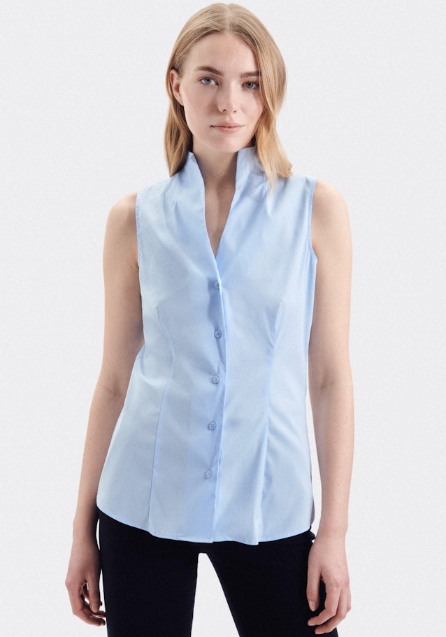 Blouse col Calice Popeline sans manches in Bleu Clair | Seidensticker Onlineshop