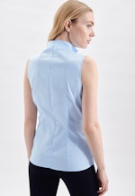 Blouse col Calice Popeline sans manches in Bleu Clair |  Seidensticker Onlineshop