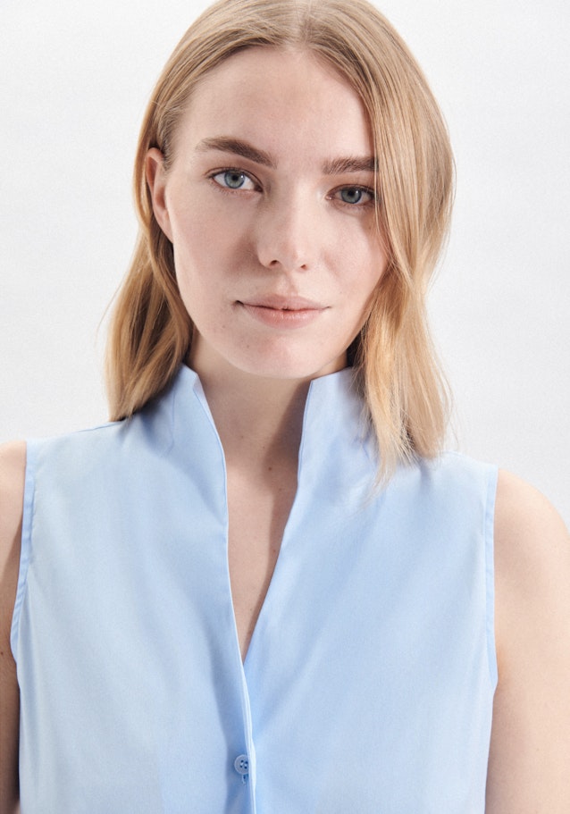 Sleeveless Poplin Chalice Blouse in Light Blue |  Seidensticker Onlineshop