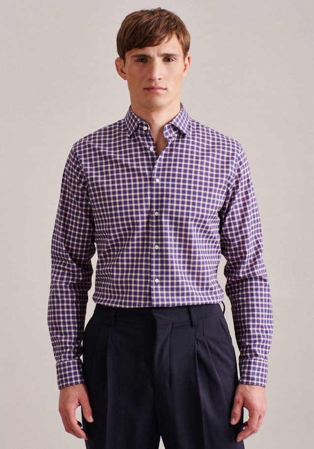 Linen shirt in Shaped with Kent-Collar in Medium Blue | Seidensticker Onlineshop
