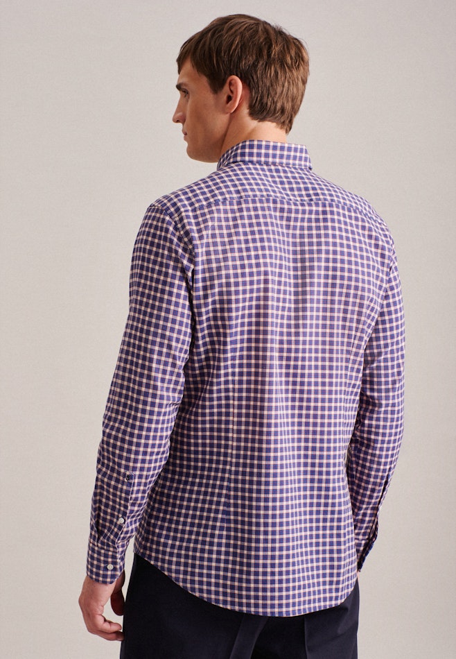 Linen shirt in Shaped with Kent-Collar in Medium Blue | Seidensticker online shop