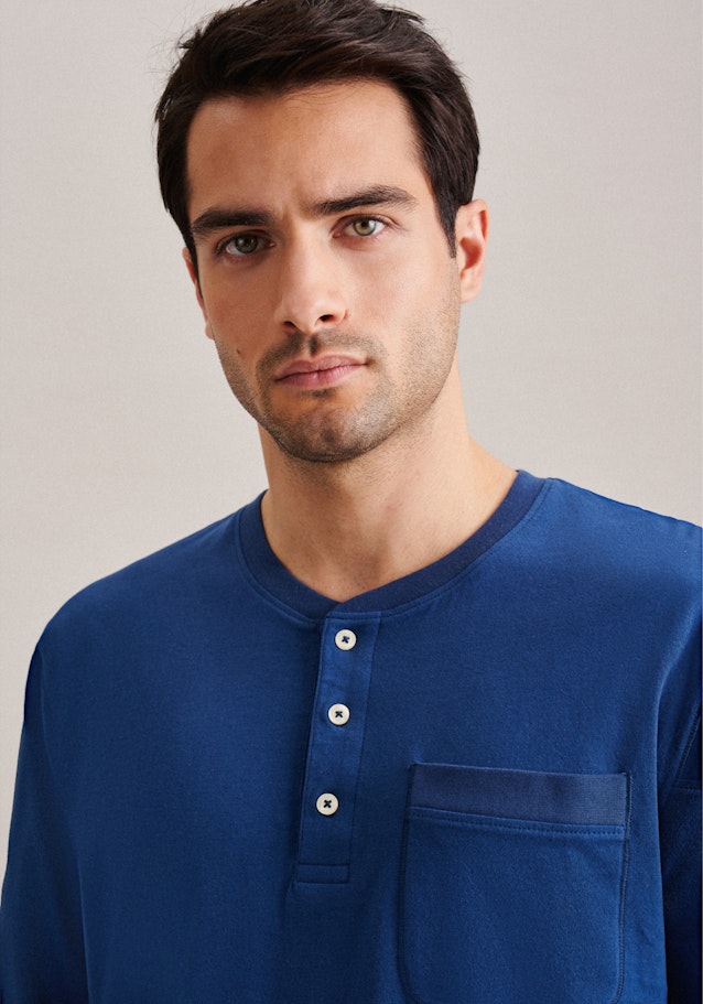 Henley collar Pyjamas in Medium Blue |  Seidensticker Onlineshop