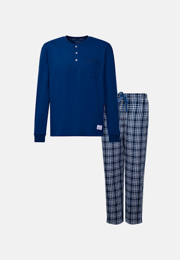 Henley Pyjama Regular in Mittelblau |  Seidensticker Onlineshop