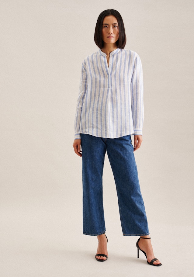 Long sleeve Linen Tunic in Medium Blue |  Seidensticker Onlineshop