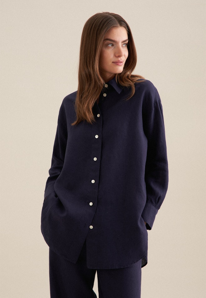 Linen Long Blouse in Dark Blue | Seidensticker online shop