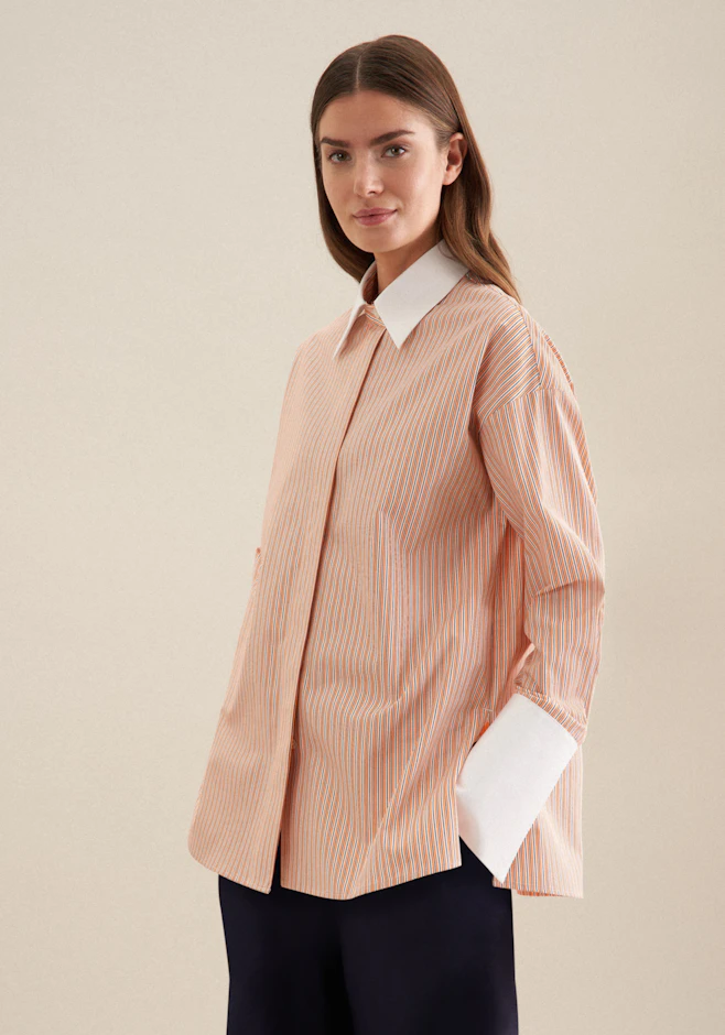 Hemdbluse Streifen in Orange | Seidensticker Onlineshop