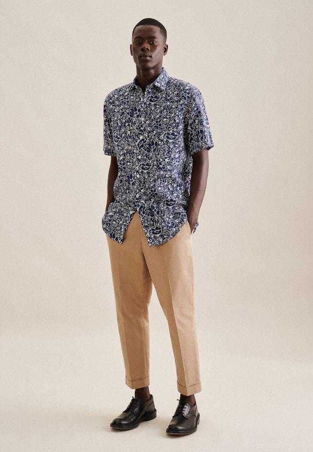 Regular Business shirt Floral in Dark Blue |  Seidensticker Onlineshop