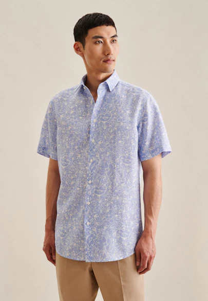 Regular Chemise d'affaires Floral in Bleu Clair |  Seidensticker Onlineshop