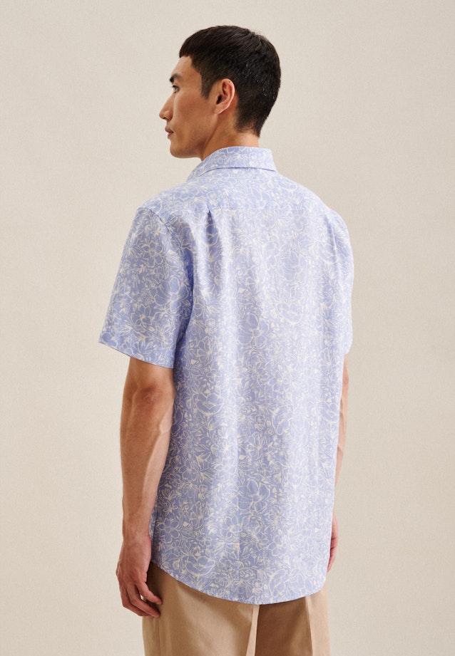 Linen Short sleeve Business Shirt in Regular with Kent-Collar in Light Blue | Seidensticker Onlineshop