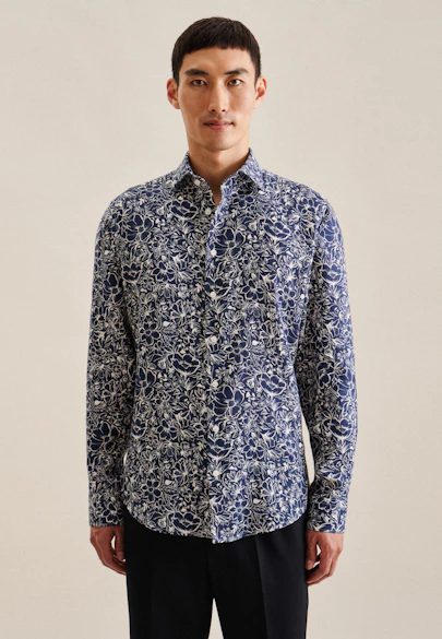 Shaped Chemise d'affaires Floral in Bleu Foncé |  Seidensticker Onlineshop
