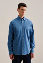 Regular Casual Hemd Uni in Mittelblau |  Seidensticker Onlineshop