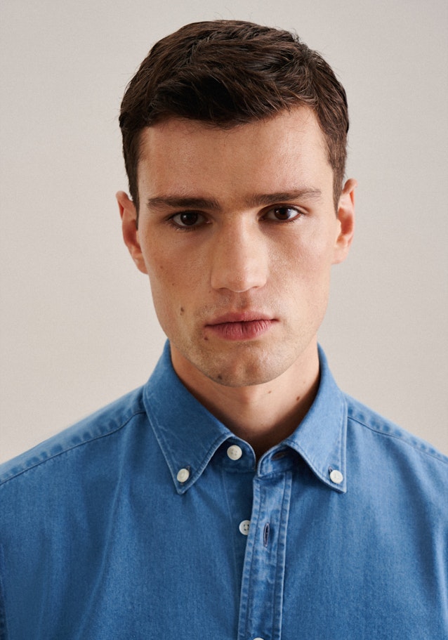 Casual Shirt in Regular with Button-Down-Collar in Medium Blue |  Seidensticker Onlineshop