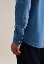 Denim Casual Hemd in Regular mit Button-Down-Kragen in Mittelblau |  Seidensticker Onlineshop