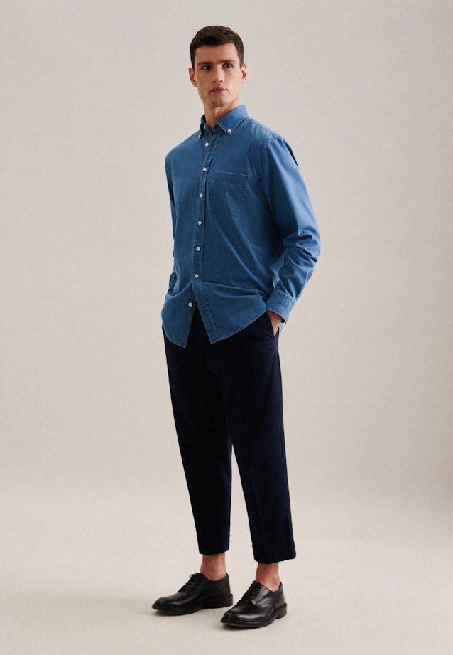 Casual Shirt in Regular with Button-Down-Collar in Medium Blue |  Seidensticker Onlineshop