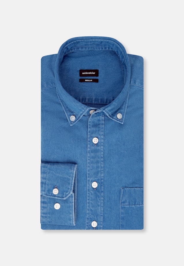 Regular Casual shirt Uni in Medium Blue |  Seidensticker Onlineshop