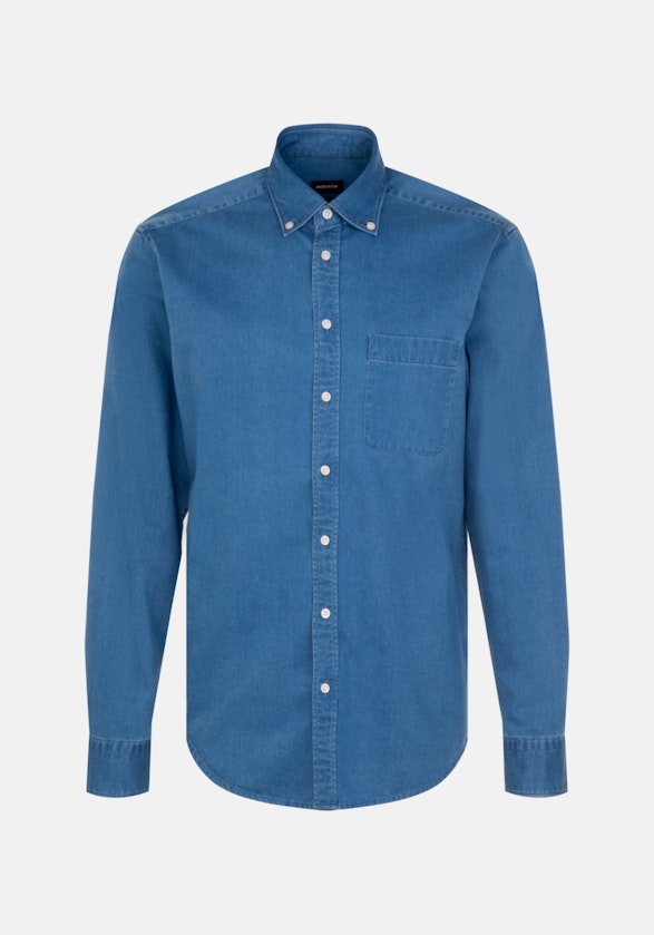 Casual overhemd in Regular with Button-Down-Kraag in Middelmatig Blauw |  Seidensticker Onlineshop