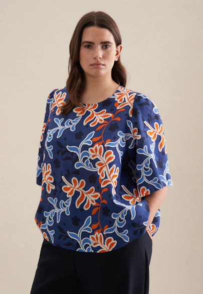 Shirt Druck in Mittelblau |  Seidensticker Onlineshop