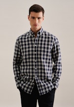 Leinen Casual Hemd in Regular mit Button-Down-Kragen in Dunkelblau |  Seidensticker Onlineshop