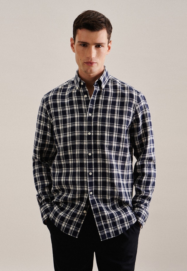 Regular Casual Hemd Karo in Dunkelblau |  Seidensticker Onlineshop