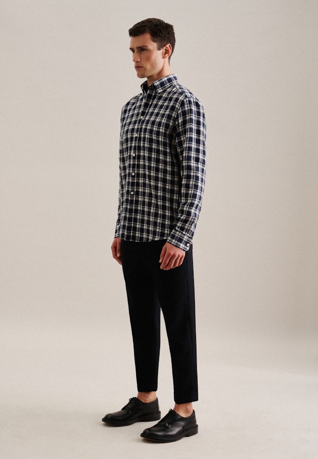 Regular Chemise décontractée carreaux in Bleu Foncé |  Seidensticker Onlineshop