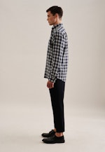 Leinen Casual Hemd in Regular mit Button-Down-Kragen in Dunkelblau |  Seidensticker Onlineshop