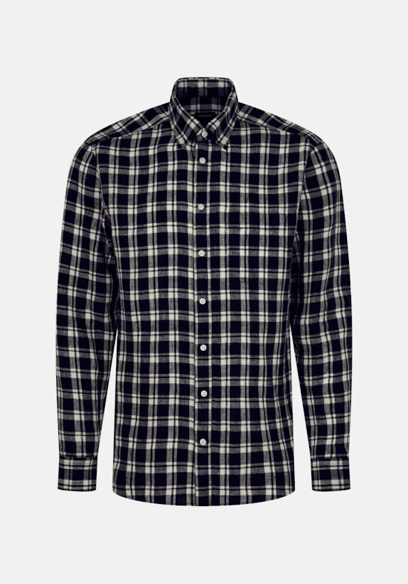 Leinen Casual Hemd in Regular mit Button-Down-Kragen in Dunkelblau |  Seidensticker Onlineshop