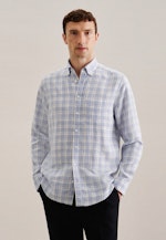 Leinen Casual Hemd in Regular mit Button-Down-Kragen in Hellblau |  Seidensticker Onlineshop