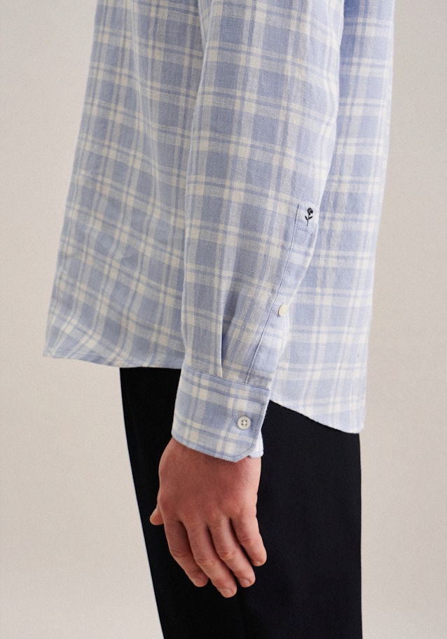 Leinen Casual Hemd in Regular mit Button-Down-Kragen in Hellblau |  Seidensticker Onlineshop