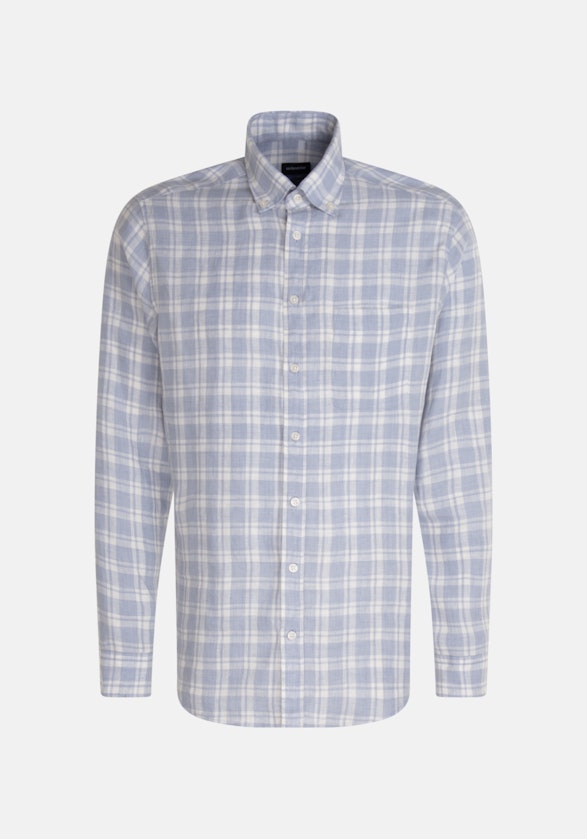 Leinen Casual Hemd in Regular mit Button-Down-Kragen in Hellblau |  Seidensticker Onlineshop