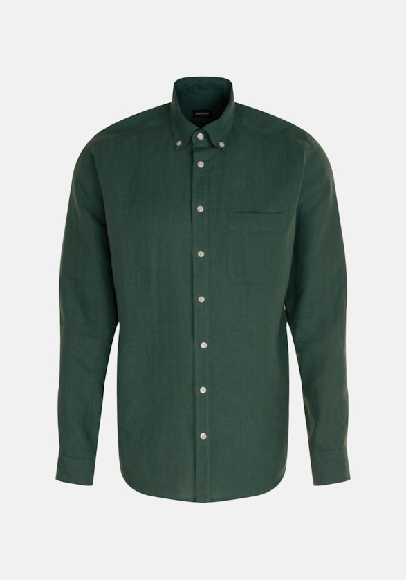 Leinen Casual Hemd in Regular mit Button-Down-Kragen in Grün |  Seidensticker Onlineshop
